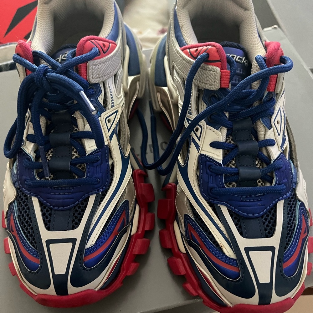 Balenciaga Red and Blue Sneakers with Chunky Sole